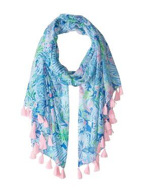 NWOT  Lilly Pulitzer Resort Scarf "Coastal Blue Lion Around" Wrap Coverup